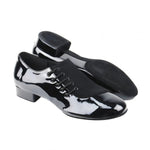 Load image into Gallery viewer, Pablo 852L (MS19) - Scarpa da Uomo Stringata in Vernice Nera e Camoscio Nero Forma tonda Suola Divisa Flex
