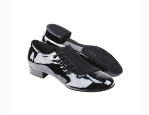 Pablo 852L (MS19) - Scarpa da Uomo Stringata in Vernice Nera e Camoscio Nero Forma tonda Suola Divisa Flex