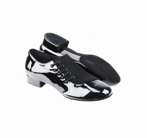 Pablo 852L (MS19) - Scarpa da Uomo Stringata in Vernice Nera e Camoscio Nero Forma tonda Suola Divisa Flex