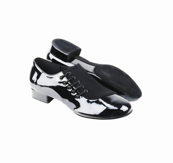 Pablo 852L (MS19) - Scarpa da Uomo Stringata in Vernice Nera e Camoscio Nero Forma tonda Suola Divisa Flex