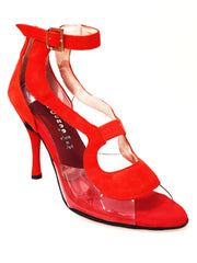 Carica immagine nella Galleria, Angela - Sandalo da Donna in Camoscio Rosso con Parti in Plexiglass
