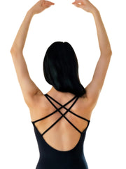 Carica immagine nella Galleria, MYRTHA (RD) - Body Danza Classica Spalline Incrociate sulla Schiena da Donna in Cotone Bielastico e Pettorina Antisudore e Gonnellino in Chiffon Precucito in Vita
