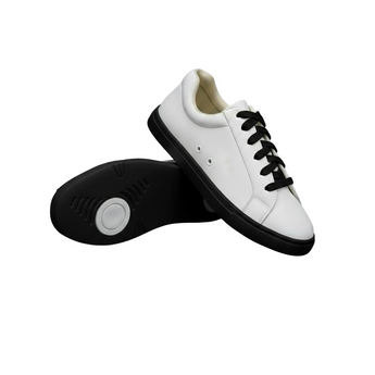 Ataca Suprema Vortice (FCE) - Sneaker Ecopelle Totale Bianca materiale Vegan confort Light Flex Suola Nera in Gommina e Resina Tecnica Cerchi Bianchi