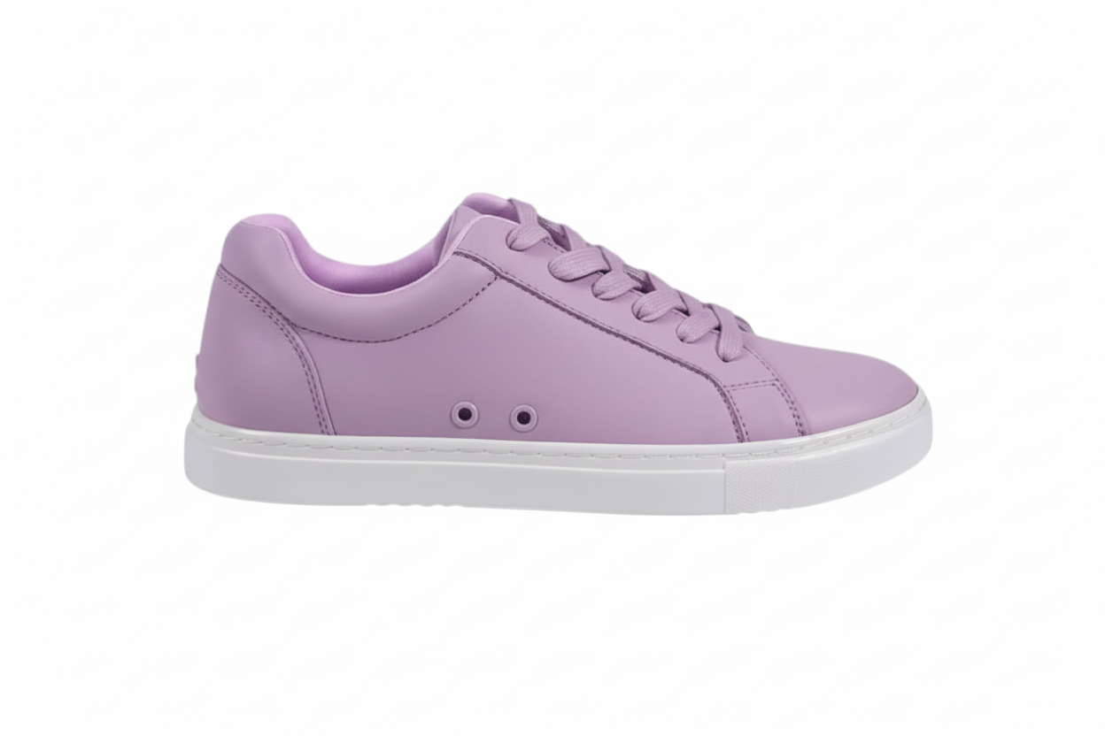 Scarpe sneaker ecopelle vegan Lilla Lavanda ATACA Lillà Vortex con suola bianca, design confortevole e dettagli colorati Pivot.