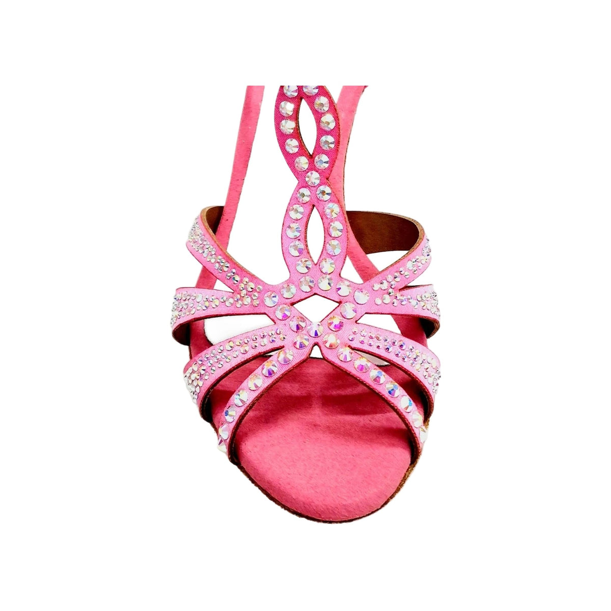 Scarpa da ballo in raso seta rosa fuxia ALESSIA Superb (L1) con Swarovski e tacco a rocchetto, marca Wish Dance Shop