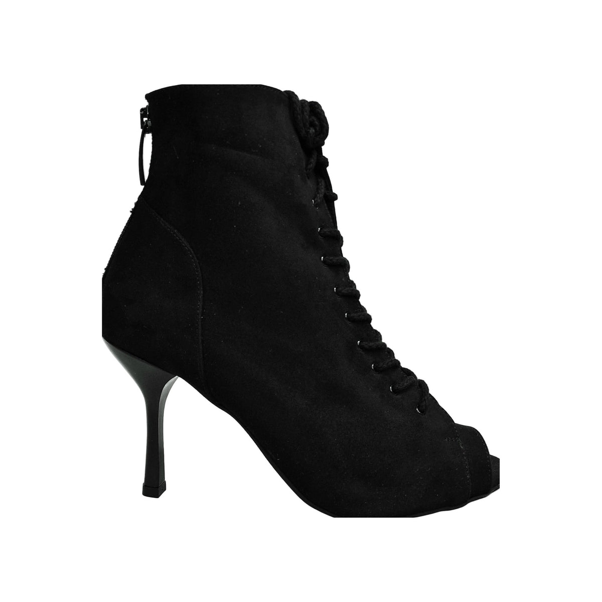 Stivaletti neri Wish Dance Shop Alexis Black (Art. 132) con zip, tacco a stiletto squadrato in alluminio smaltato nero
