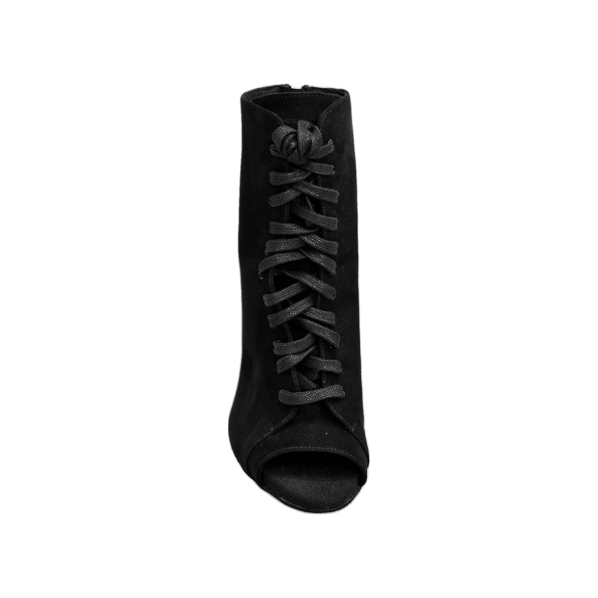 Stivale mezzo in camoscio nero ALEXIS Black con zip, tacco a spillo in alluminio verniciato effetto gommato nero.