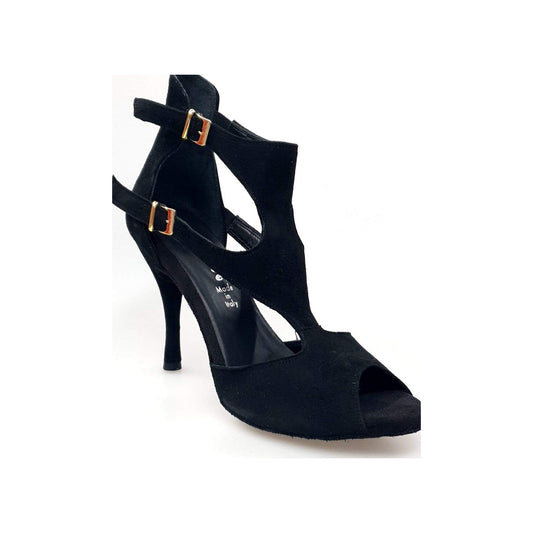 Scarpa donna Anna in camoscio nero, sandalo Wish Dance Shop, con cinturino e suola elegante, ideale per look estivi e casual.