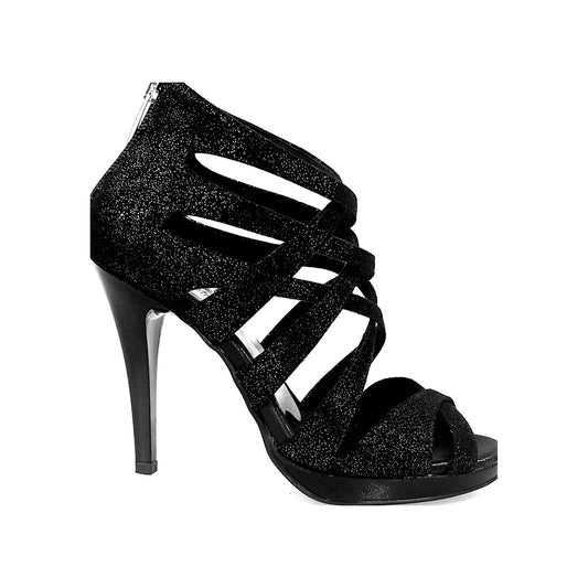 Scarpa da donna DOROTY Intrigo Wish Dance Shop in glitter nero, tacco a spillo alto, plateau comfort e design elegante.