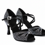 Carica immagine nella Galleria, BORBOLETA Dreams Deluxe (L2/L642CE) - Scarpa da Ballo in Raso Nero con Strass Boreali e Tacco a Rocchetto
