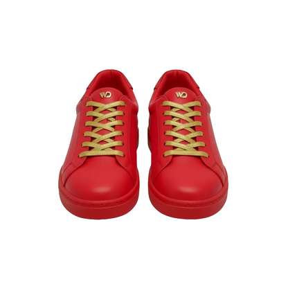 Sneaker ecopelle rossa ATACA Red Flame Vortex con suola in gomma rossa, design pivot nero, comfort light flex, stile vegan.