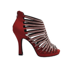 Carica immagine nella Galleria, ELSY Plus (LP7) - Sandalo a Tronchetto Da Donna in Morbido Camoscio Rosso Con Swarovski Boreali con Plateau Flex e Tacco Basso a Spillo Largo
