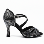 Carica immagine nella Galleria, BORBOLETA Dreams Deluxe (L2/L642CE) - Scarpa da Ballo in Raso Nero con Strass Boreali e Tacco a Rocchetto
