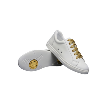 Sneaker Ecopelle Bianca ATACA Gabriel Vortex con suola bianca in gomma, dettagli oro, comfort Light Flex, stile moderno.
