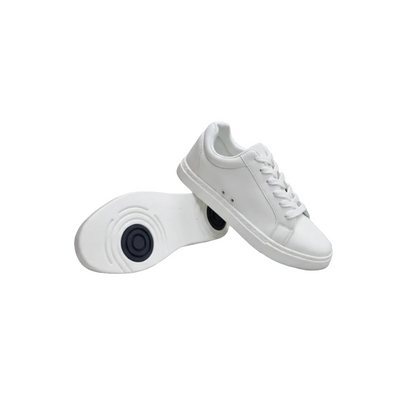 Sneaker ecopelle bianca Suprema White Black Vortex FCE con suola in gomma e resina, dettaglio nero e design pivot, comfort leggero.
