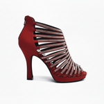 Carica immagine nella Galleria, ELSY Plus (LP7) - Sandalo a Tronchetto Da Donna in Morbido Camoscio Rosso Con Swarovski Boreali con Plateau Flex e Tacco Basso a Spillo Largo
