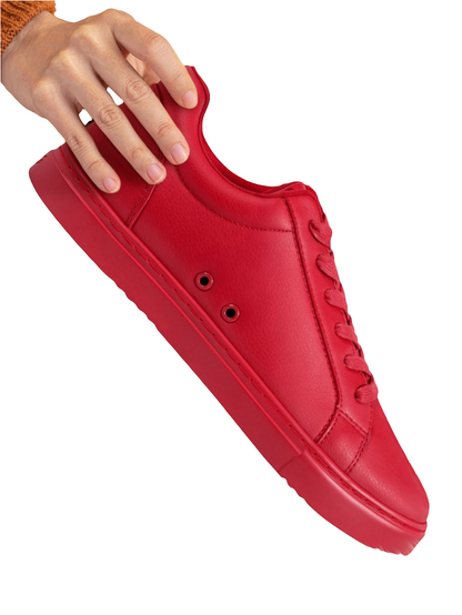 Sneaker ecopelle rossa ATACA Red Flame Vortex con suola in gomma e resina, dettagli neri, comfort leggero e design dinamico.
