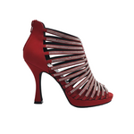 Carica immagine nella Galleria, ELSY Plus (LP7) - Sandalo a Tronchetto Da Donna in Morbido Camoscio Rosso Con Swarovski Boreali con Plateau Flex e Tacco Basso a Spillo Largo
