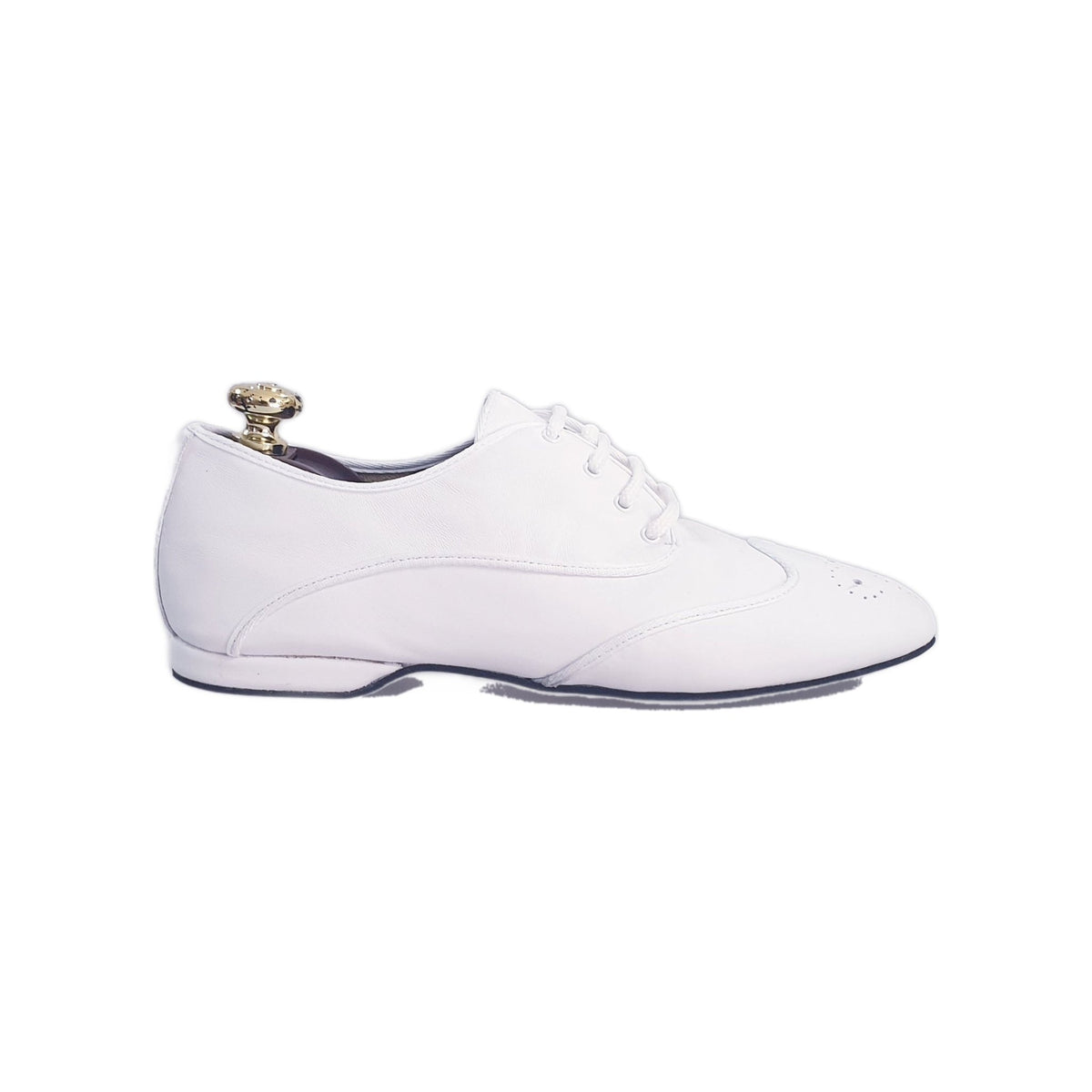 Scarpa jazz Billie Pearl White in pelle bianca con profilo bianco, ideale per danza jazz, marca Wish Dance Shop.