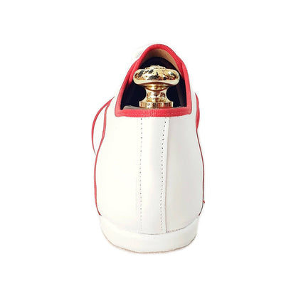 Scarpa jazz Billie Caribe in pelle bianca con profilo rosso, ideale per danza, con suola flessibile e design elegante.