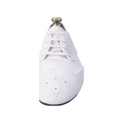 Scarpa Jazz Plus in Pelle Bianca Profilo Bianco Billie Pearl White Wish Dance, vista laterale