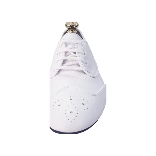 Scarpa Jazz Plus in Pelle Bianca Profilo Bianco Billie Pearl White Wish Dance, vista laterale