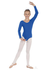 Carica immagine nella Galleria, LINETTA (10408 RD) - Body Danza Classica Manica Lunga da Bambina Cotton Lycra Bielastica con Pettorina Antisudore
