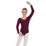 Carica immagine nella Galleria, LINETTA (10408 RD) - Body Danza Classica Manica Lunga da Bambina Cotton Lycra Bielastica con Pettorina Antisudore
