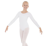 Carica immagine nella Galleria, LINETTA (10408 RD) - Body Danza Classica Manica Lunga da Bambina Cotton Lycra Bielastica con Pettorina Antisudore
