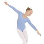 Carica immagine nella Galleria, LINETTA (10408 RD) - Body Danza Classica Manica Lunga da Bambina Cotton Lycra Bielastica con Pettorina Antisudore
