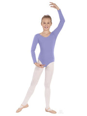 Carica immagine nella Galleria, LINETTA (10408 RD) - Body Danza Classica Manica Lunga da Bambina Cotton Lycra Bielastica con Pettorina Antisudore
