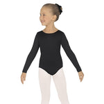 Carica immagine nella Galleria, LINETTA (10408 RD) - Body Danza Classica Manica Lunga da Bambina Cotton Lycra Bielastica con Pettorina Antisudore
