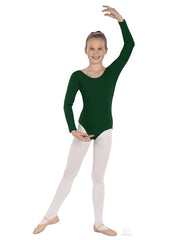 Carica immagine nella Galleria, LINETTA (10408 RD) - Body Danza Classica Manica Lunga da Bambina Cotton Lycra Bielastica con Pettorina Antisudore

