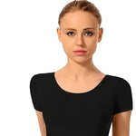 Carica immagine nella Galleria, RITA M/M (44525RD) - Body Danza Classica Mezza Manica da Donna Cotton Lycra Bielastica con Pettorina antisudore sul petto
