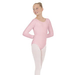 Carica immagine nella Galleria, LINETTA (10408 RD) - Body Danza Classica Manica Lunga da Bambina Cotton Lycra Bielastica con Pettorina Antisudore
