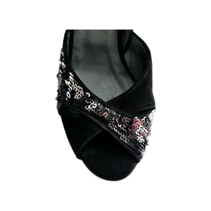Sandalo da donna Tallone in camoscio nero AMINA/P F.533 Wish Dance, vista tre quarti