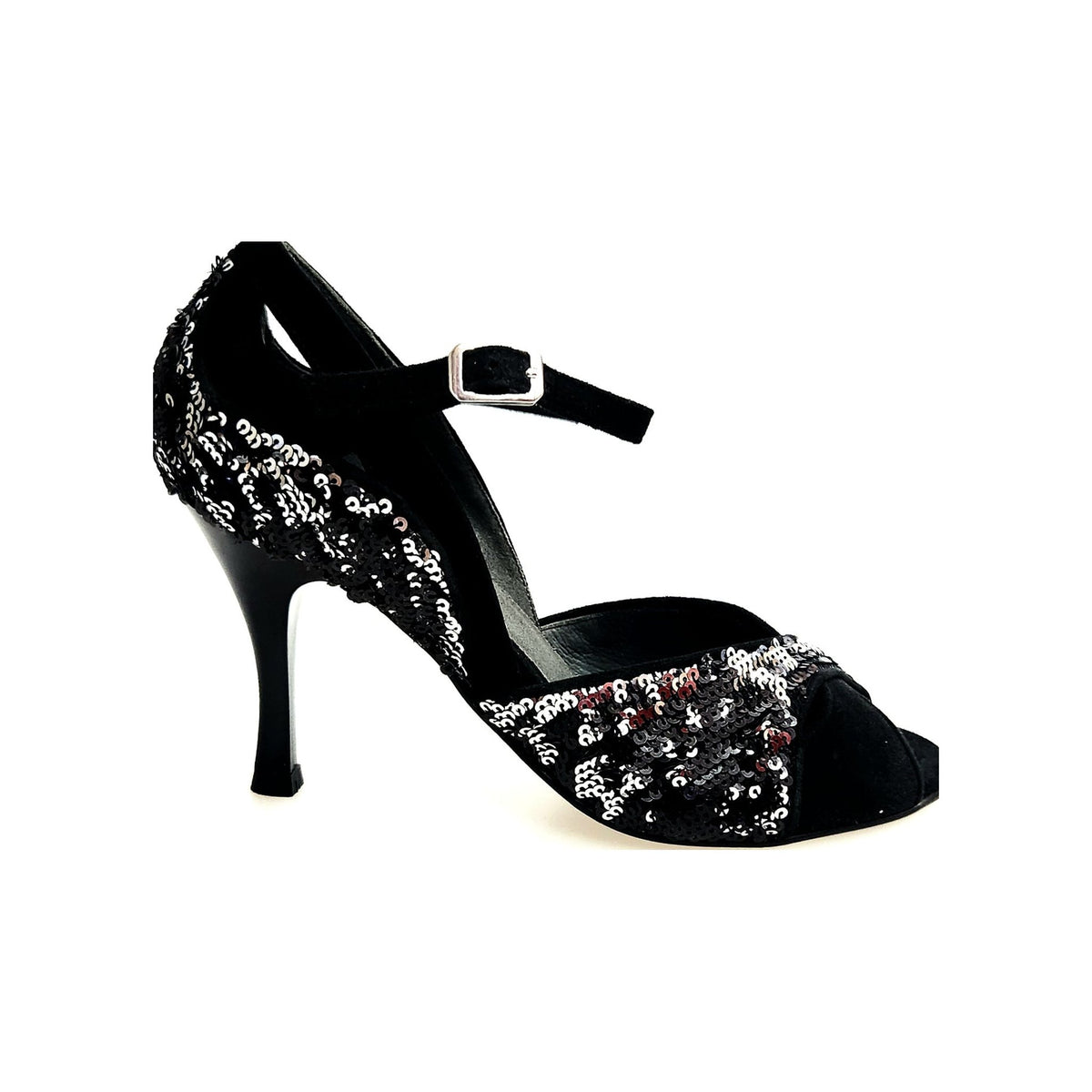 Sandalo da donna Tallone in camoscio nero AMINA/P F.533 Wish Dance, vista laterale