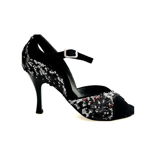 Sandalo da donna Tallone in camoscio nero AMINA/P F.533 Wish Dance, vista laterale