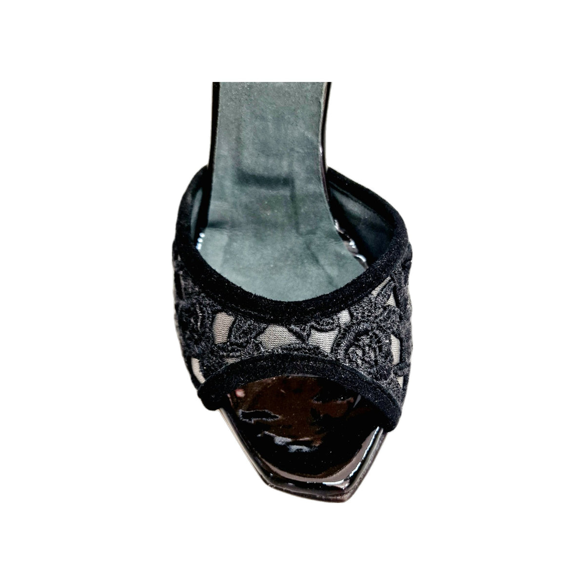 Sandalo donna Wish Dance BRUNA/BO SW F.626 con tacco a spillo, camoscio nero, Swarovski Boreali e tomaia in pizzo Sally Nero