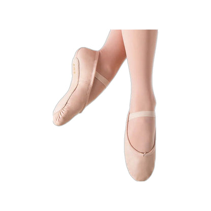 Scarpe da danza Bloch Bunny S0225DG con mezze punte in pelle e suola intera color carne, ideali per danza classica e tecnica.