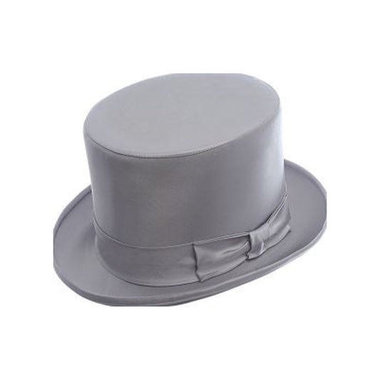 Cappello cilindro da uomo in raso di seta grigio chiaro, alta qualità, ideale per sposo, prodotto da Wish Dance Shop.