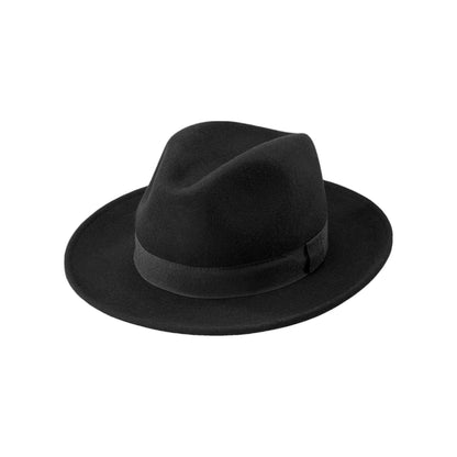 Cappello in Feltro di lana Nero Fascia Nera foderato in raso Fedora Wish Dance, dettaglio materiale