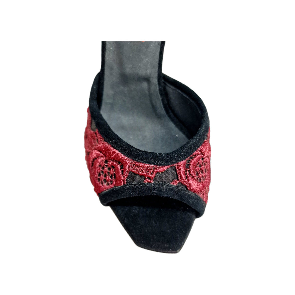 Sandalo da donna in camoscio nero e Pizzo Sally Rosso Granada CATE/BO Red F.626 Wish Dance, vista frontale