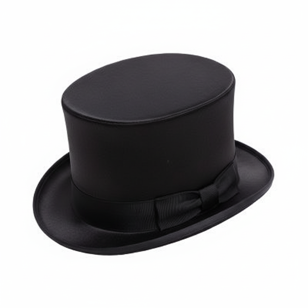 Cappello a cilindro in raso di seta grigio chiaro da uomo, stile elegante, alta qualità, ideale per occasioni speciali.