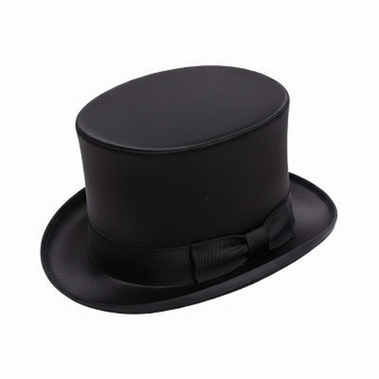 Cappello a cilindro in raso di seta grigio chiaro da uomo, stile elegante, alta qualità, ideale per occasioni speciali.