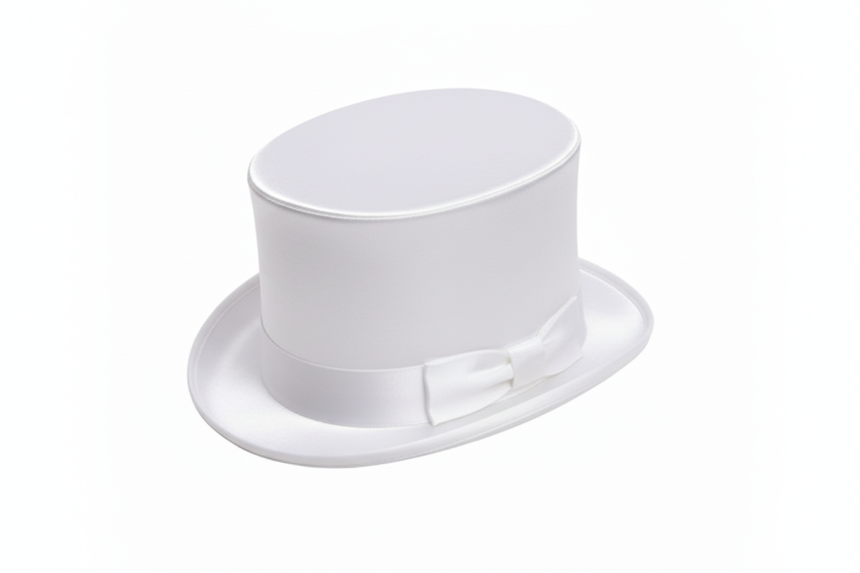 Cappello a cilindro da uomo in raso di seta color grigio chiaro, alta qualità, perfetto per sposo, marca Wish Dance Shop