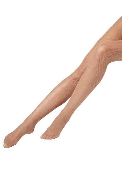 Collant professionali in rete a riquadri piccoli Azzurra di Wish Dance Shop, modellanti e massaggianti con piede, ideale per danza e costume