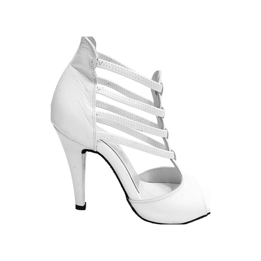 Sandalo donna Lilith (460) in pelle bianca, scarpa Wish Dance Shop con cinturino e suola in gomma.