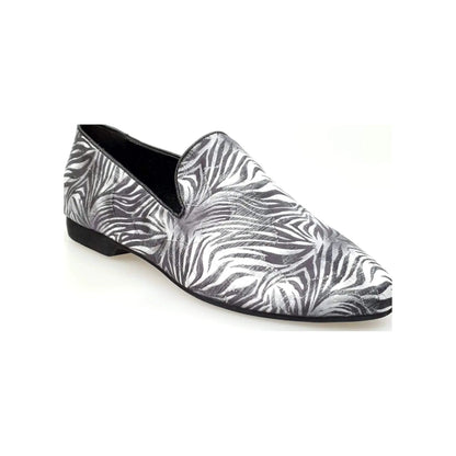 Scarpa mocassino da uomo Wish Dance Shop in tessuto fantasia giungla grigia, elegante e comoda, ideale per stile casual.