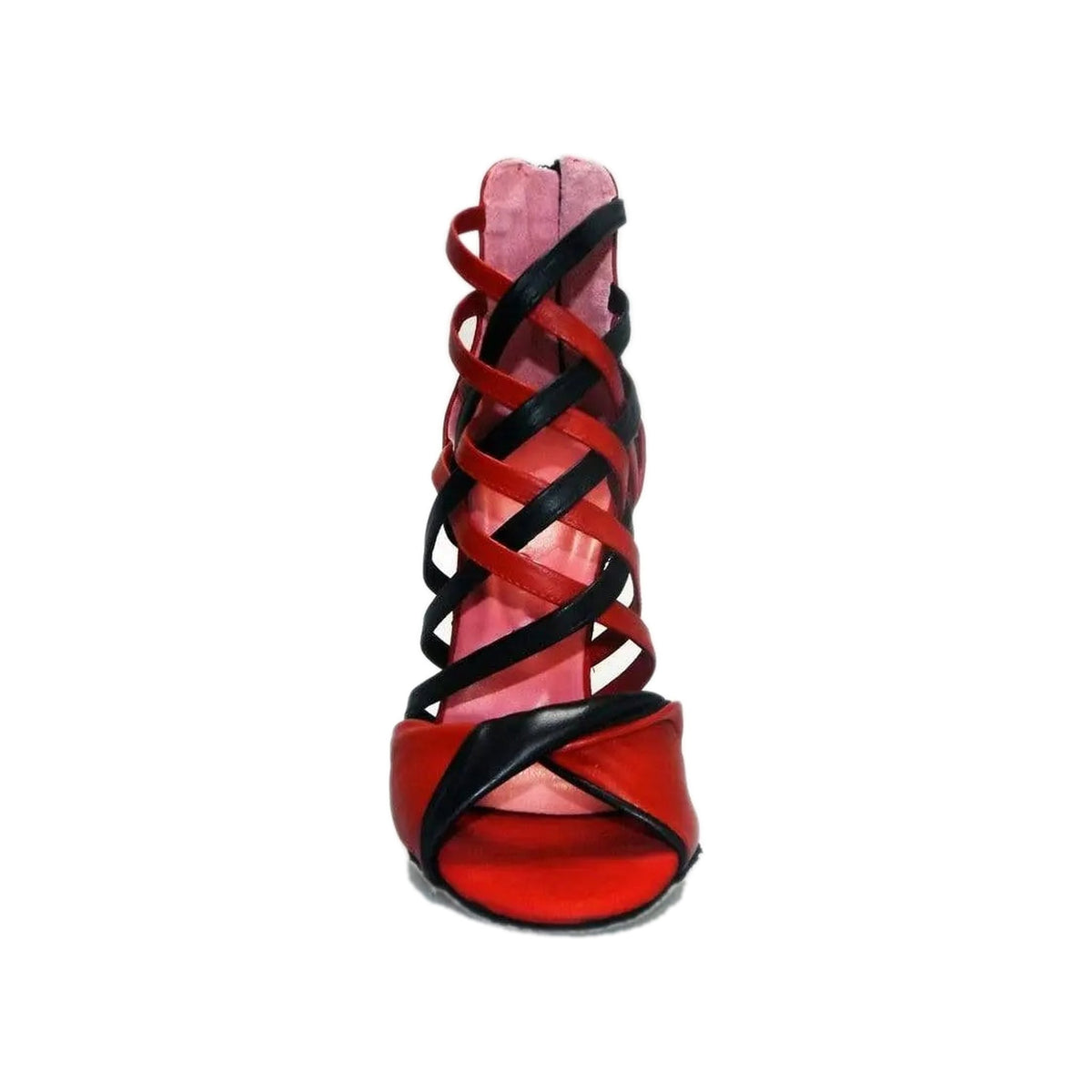 Sandalo donna Wishdance Natalia (360) in pelle rossa e nera, con cinturino e design elegante, scarpa estiva femminile.